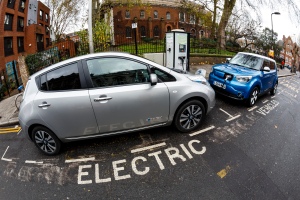 Go Ultra Low Electric Vehicle on charge on a London street